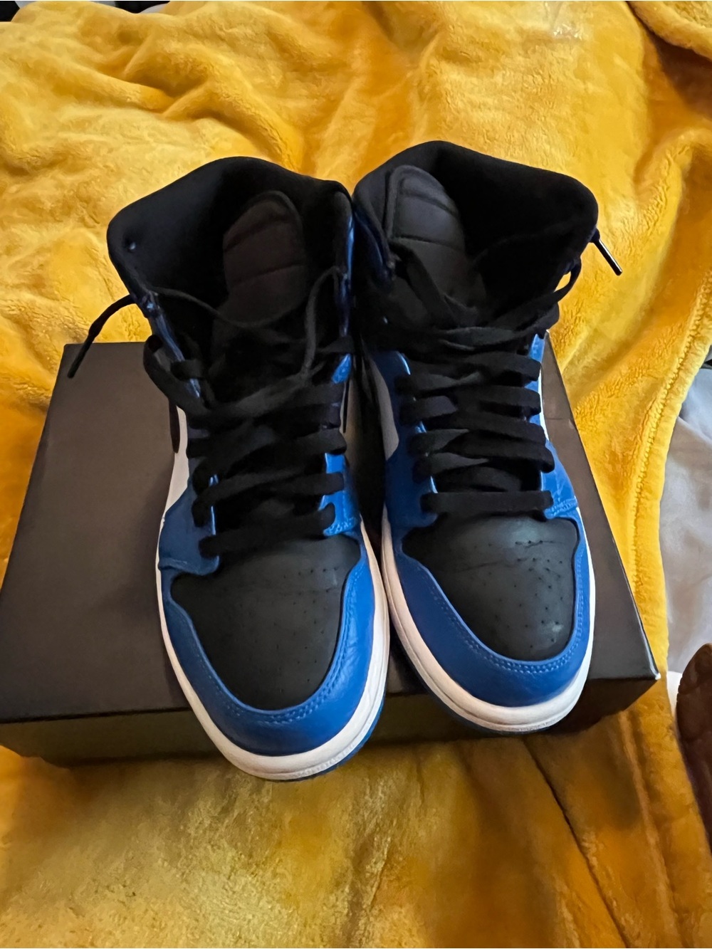 Jordan Black and Blue High-Top Sneakers